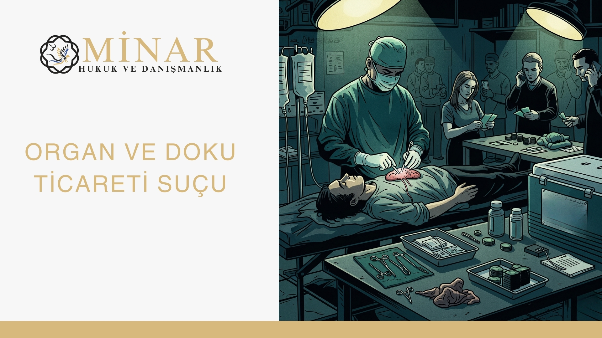 Organ ve doku ticareti suçu – TCK 91 bilgilendirme görseli; yasa dışı nakil sahnesi | Minar Hukuk