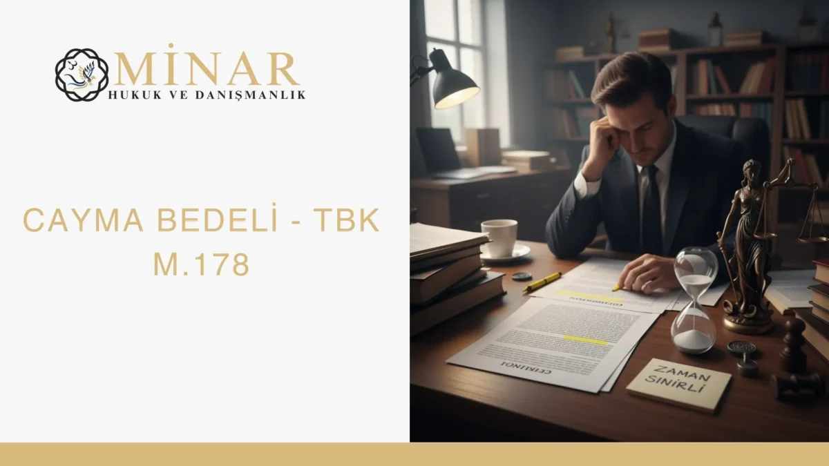 Cayma bedeli, cayma parası, kapora ve cezai şart farkını anlatan sözleşme hukuku temalı görsel.