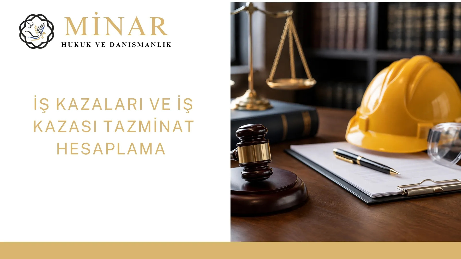 İş kazası tazminat hesaplama aracı ve İzmir iş kazası avukatı bilgilendirme görseli.