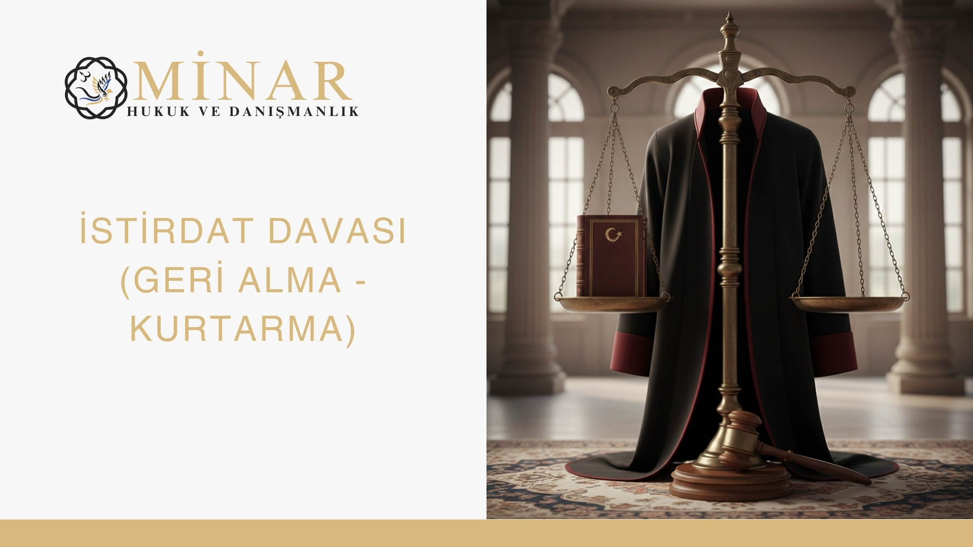“İstirdat davası nedir? İcra tehdidi altında ödenen paranın geri alınmasını simgeleyen adalet terazisi ve avukat cübbesi görseli.”