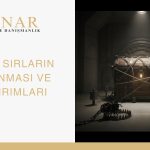 Minar Hukuk logosu yanında, karanlık bir kasada zincirlerle korunan sandık görseli. Ticari sırların korunmasını ve ihlallere karşı hukuki yaptırımları temsil eden görselde “Ticari Sırların Korunması ve Yaptırımları” başlığı yer alıyor.