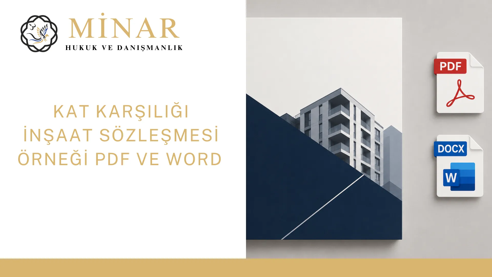 Kat karşılığı inşaat sözleşmesi örneği için modern mimari tasarımlı PDF ve Word indirme kapağı